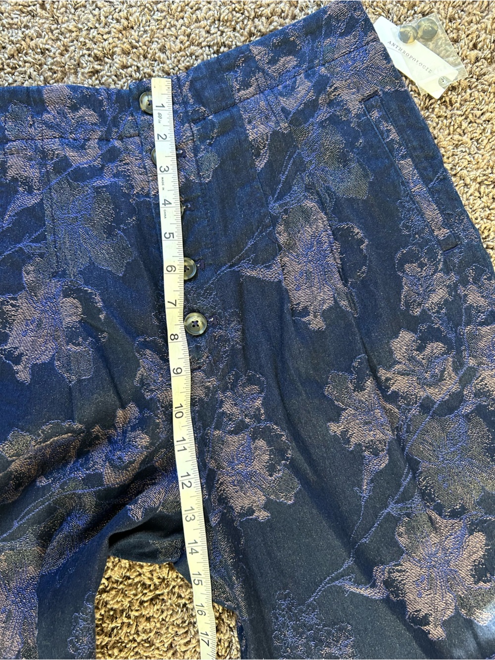 NWT Anthropologie Pilcro Ultra High Rise Wide Leg Jean Pants Shimmer Floral 30 - Picture 15 of 16